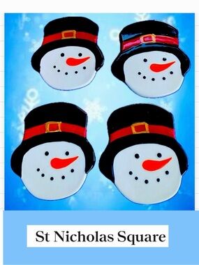 St Nicholas Square Set Of 4 Coasters, Glass Snowmen coasters